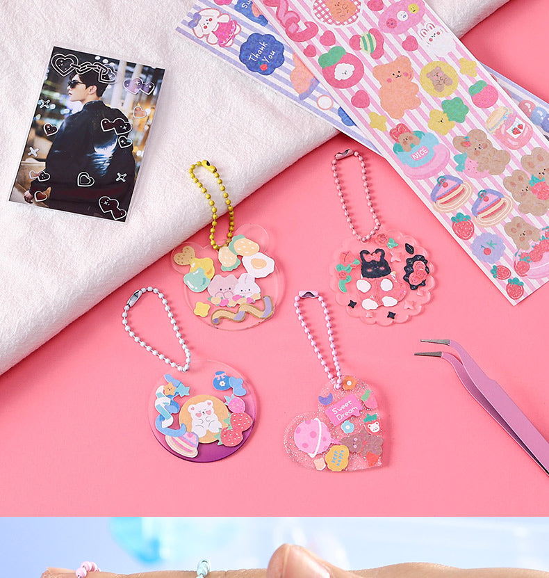 Glitter Keychain Sticker Kit | Gradient DIY Charms with Stencils