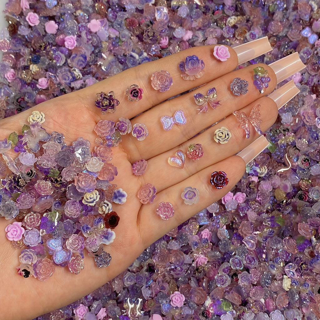 Resin Charms Mix | 35/100pcs Floral & Butterfly Craft Embellishments