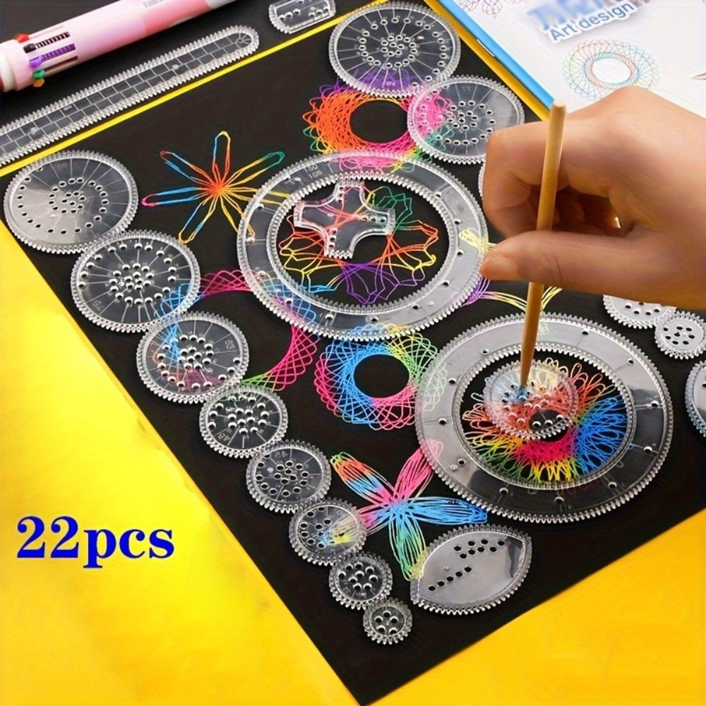 Spiral Drawing Ruler Set | 22pcs Magic Spiral Art Templates
