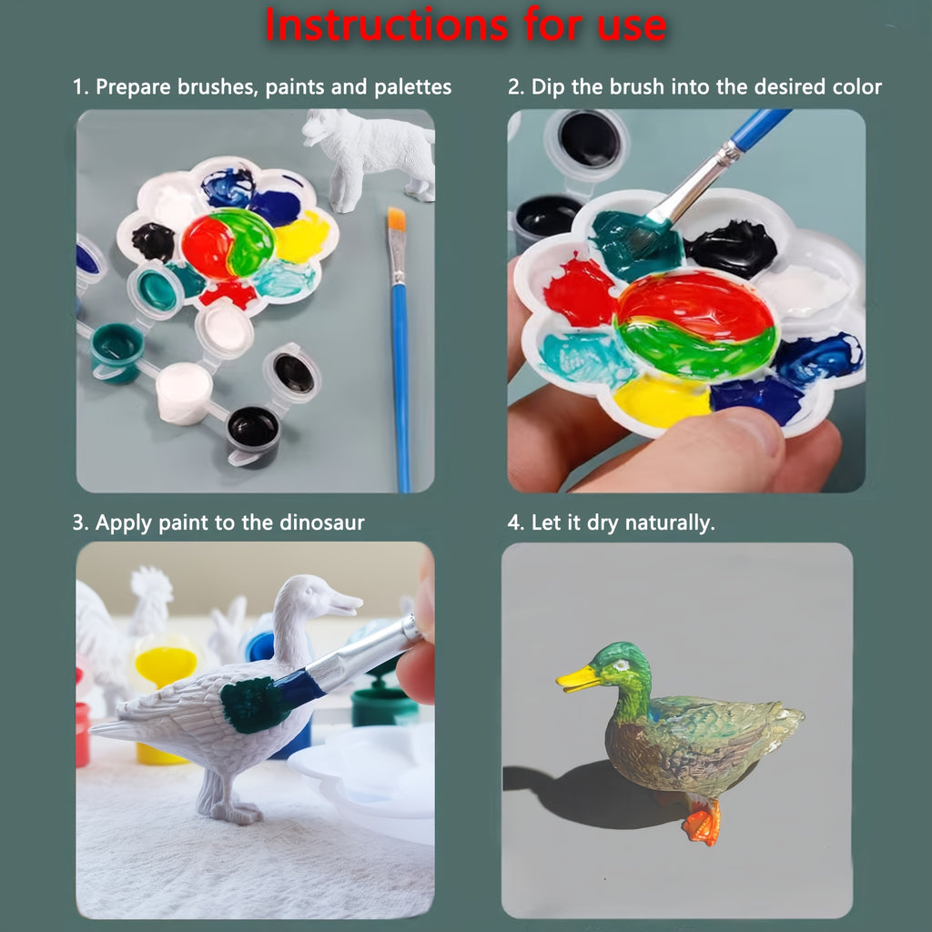 Washable Animal Painting Kit | 9pc Repaintable Figures Set