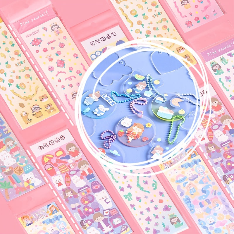 Glitter Keychain Sticker Kit | Gradient DIY Charms with Stencils