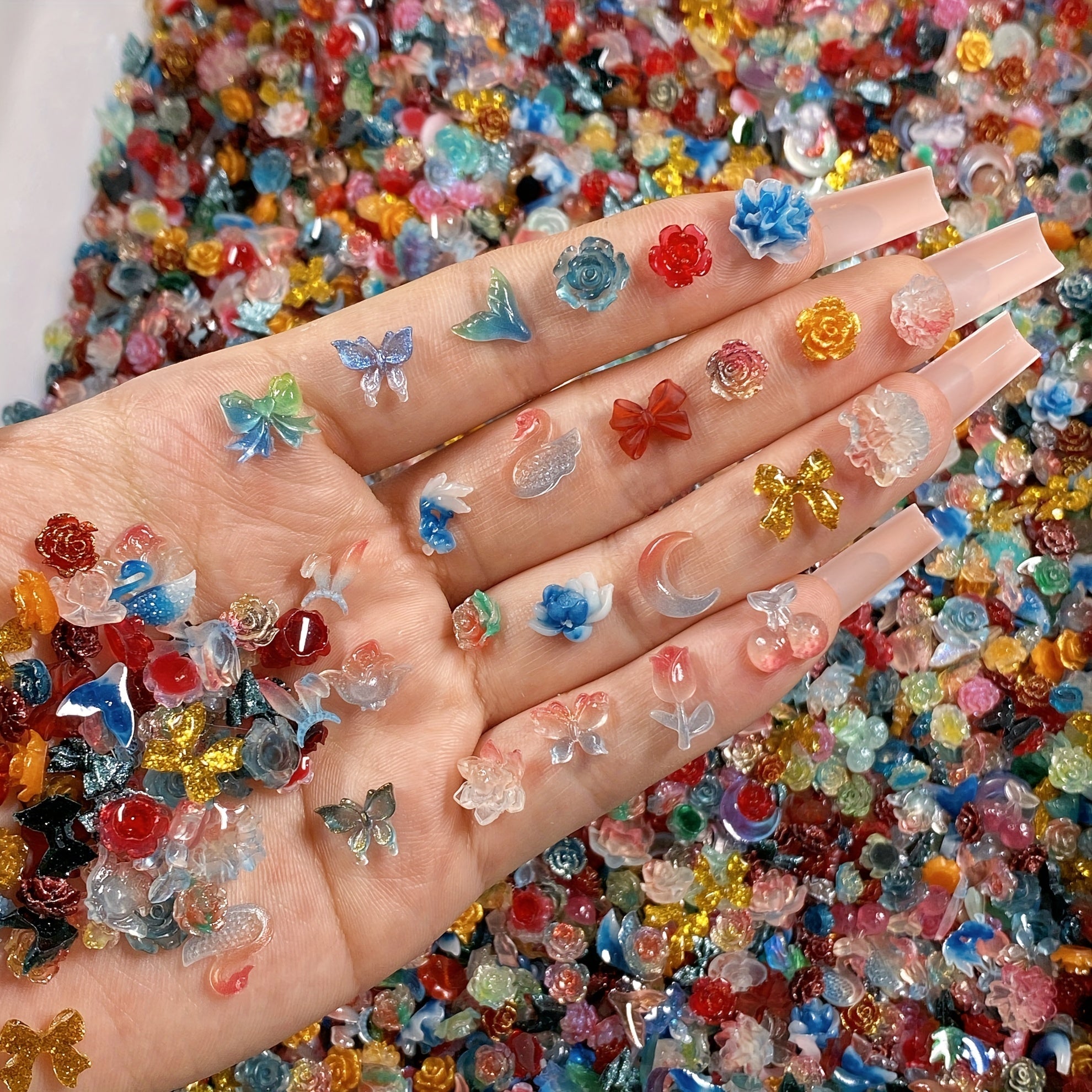 Resin Charms Mix | 35/100pcs Floral & Butterfly Craft Embellishments