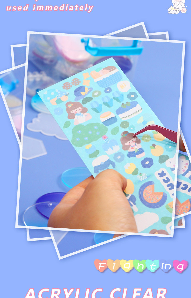 Glitter Keychain Sticker Kit | Gradient DIY Charms with Stencils