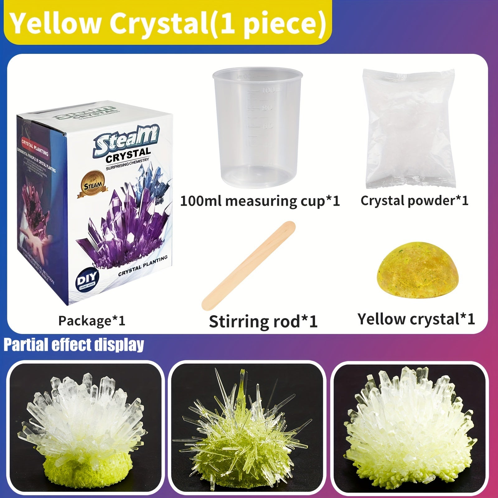 Crystal Growing Science Kit | Kids Colorful Crystal Experiment Set