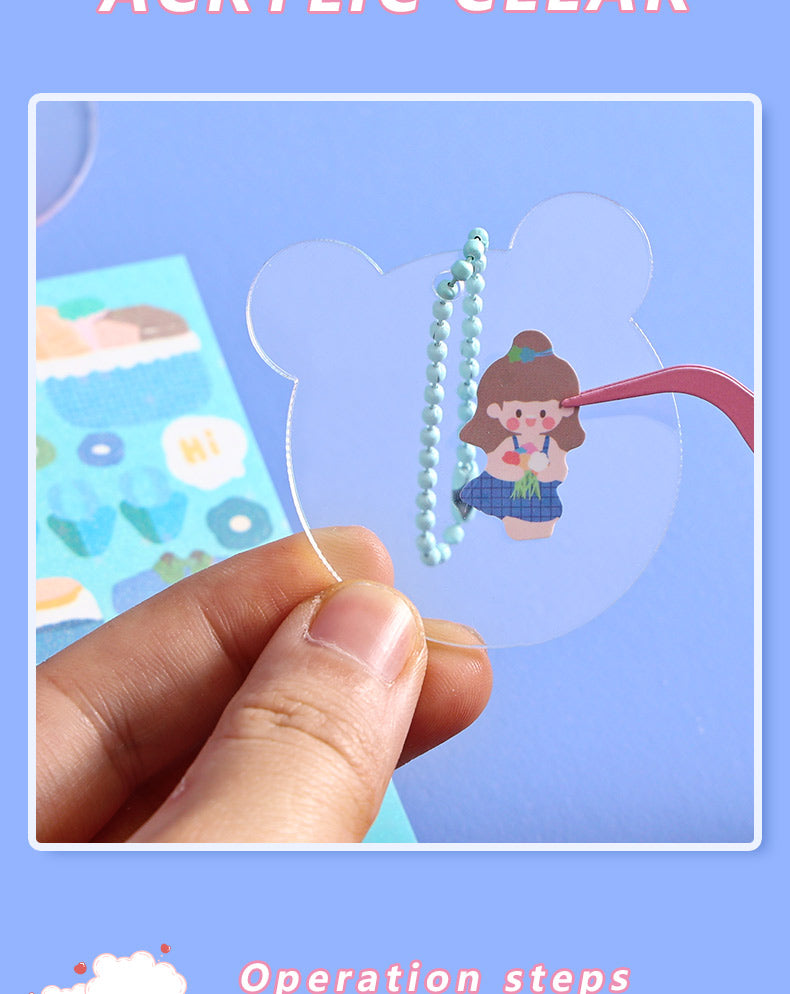 Glitter Keychain Sticker Kit | Gradient DIY Charms with Stencils