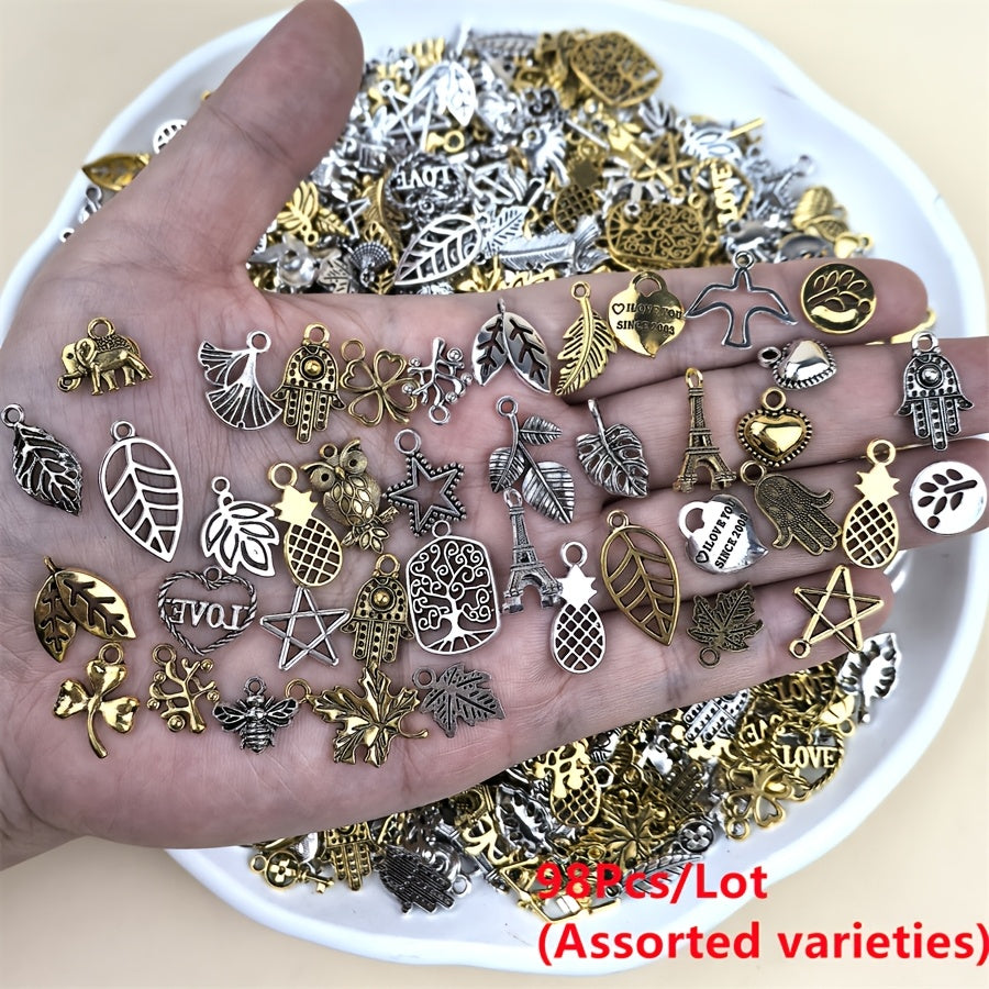 Metal Charm Bead Mix | 8/18/48/98pcs Alloy Pendants for DIY Jewelry