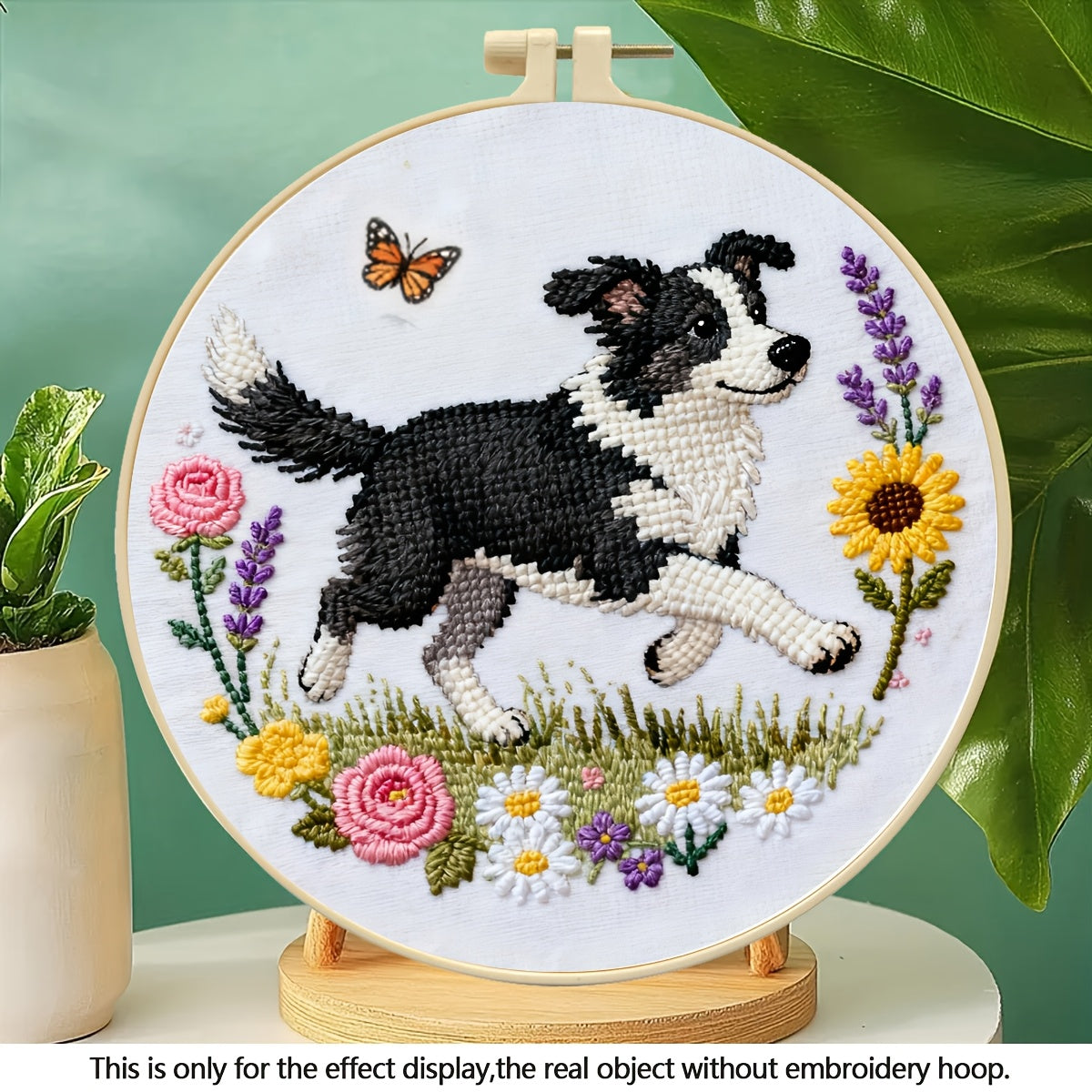 Puppy & Flower Cross-Stitch Kit | Beginner Embroidery Decor