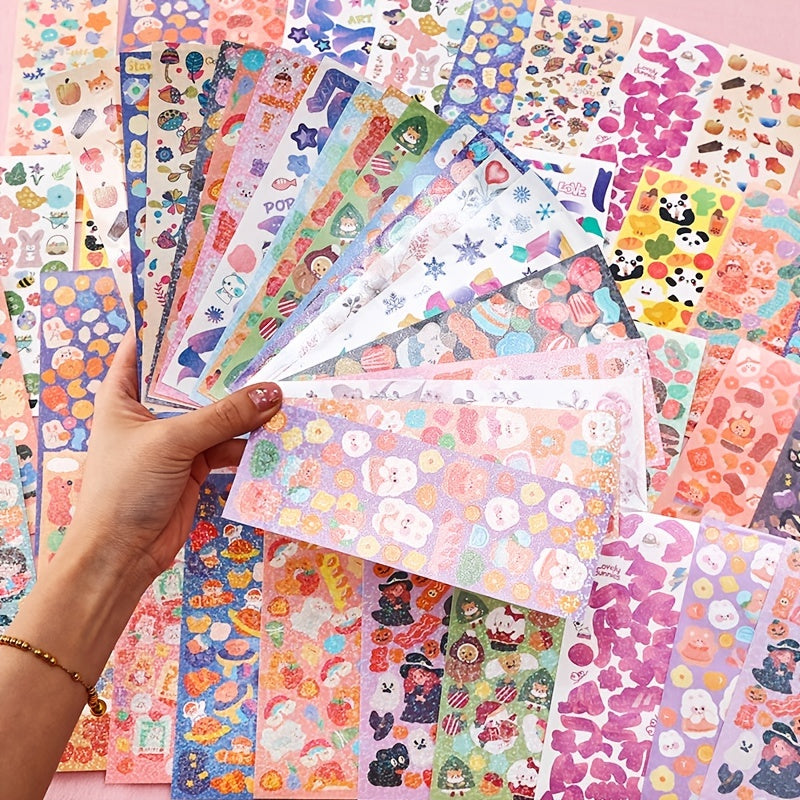 Glitter Keychain Sticker Kit | Gradient DIY Charms with Stencils