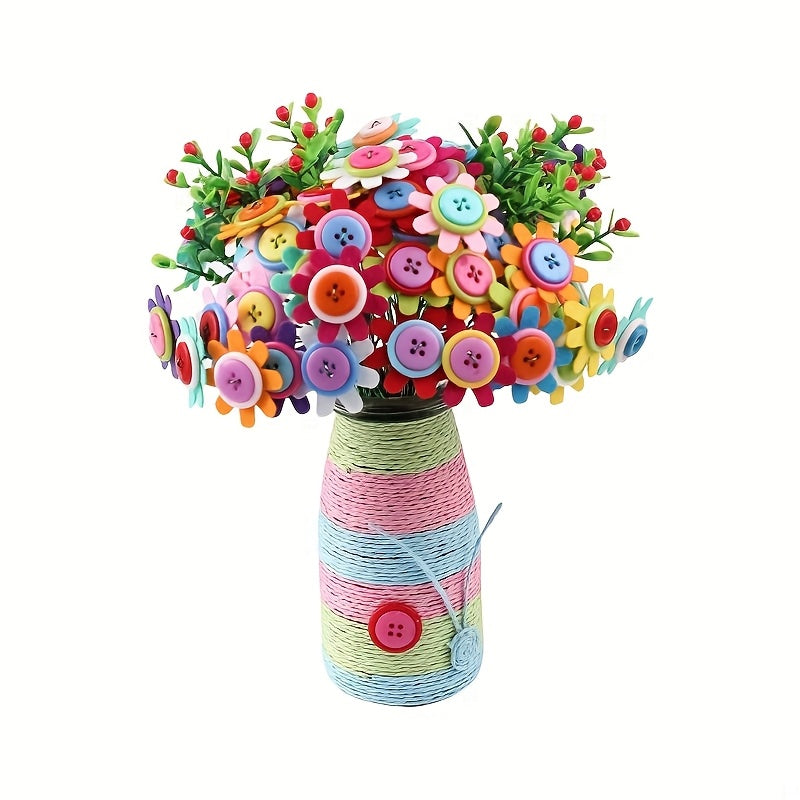 Button Bouquet Craft Kit | 40-Button DIY Flower Arrangement