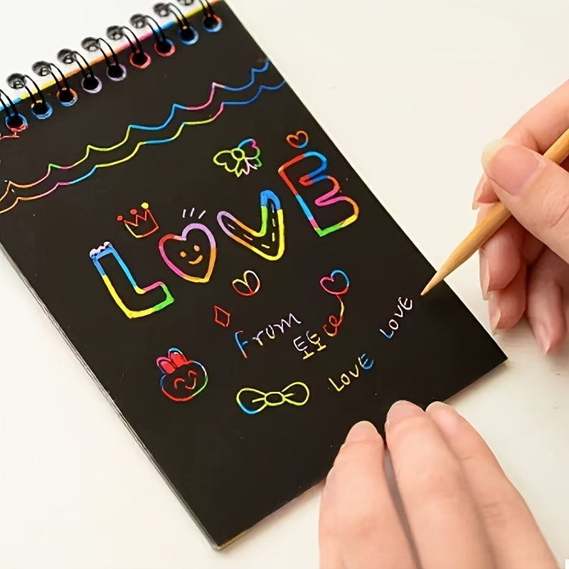 Scratch Art Book | 10-Page Rainbow Doodle Reveal Kit