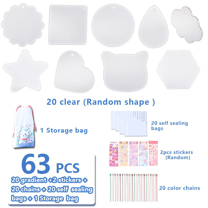 Glitter Keychain Sticker Kit | Gradient DIY Charms with Stencils