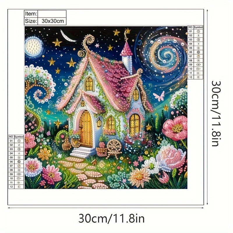 5D Diamond Painting Kit | Fantasy Sky Cottage (Irregular Crystals)