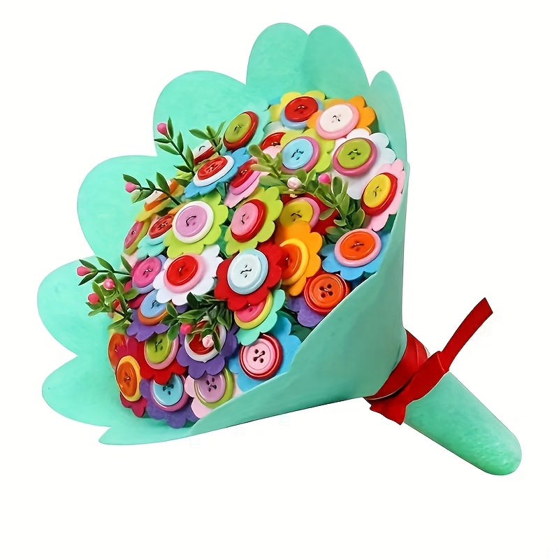 Button Bouquet Craft Kit | 40-Button DIY Flower Arrangement