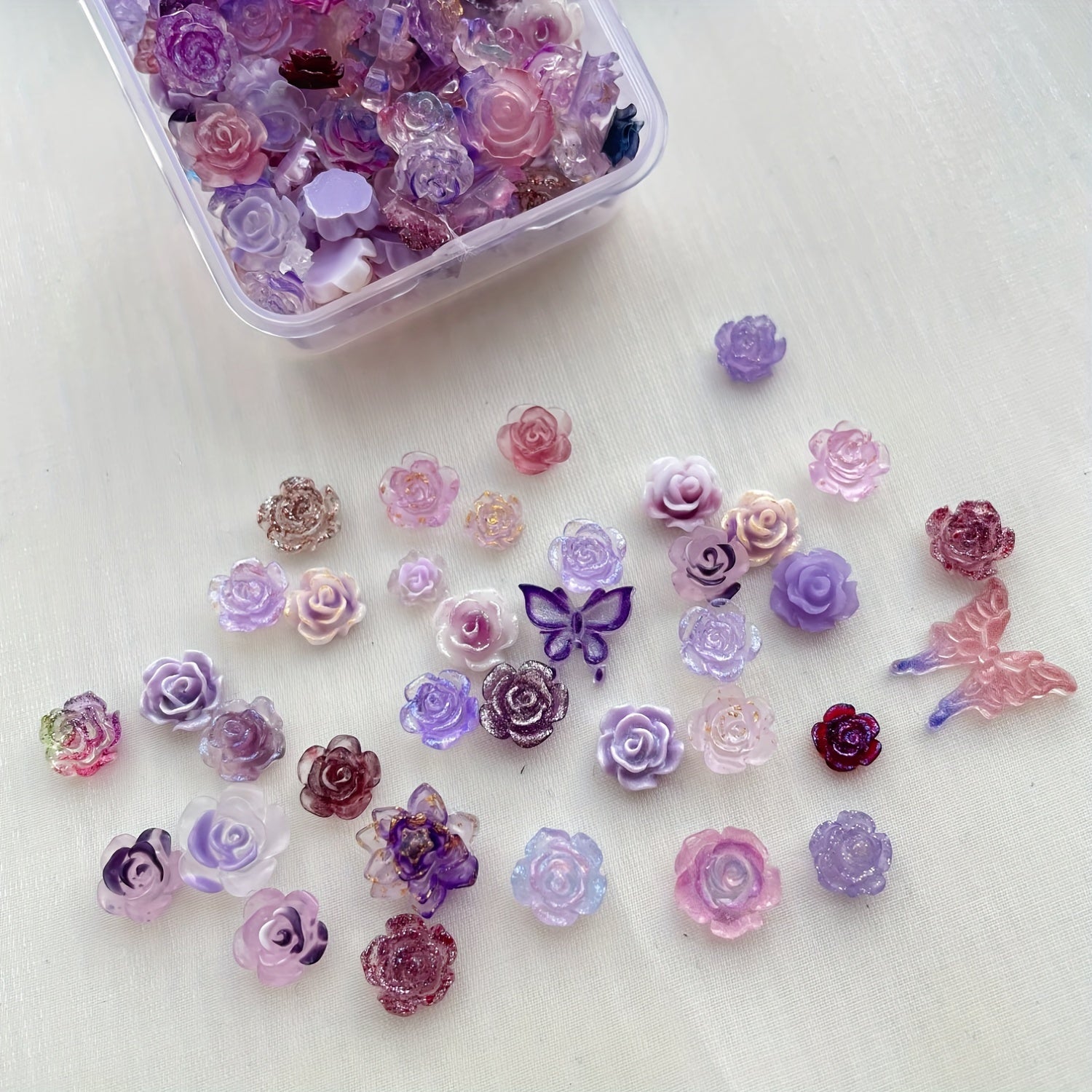 Resin Charms Mix | 35/100pcs Floral & Butterfly Craft Embellishments