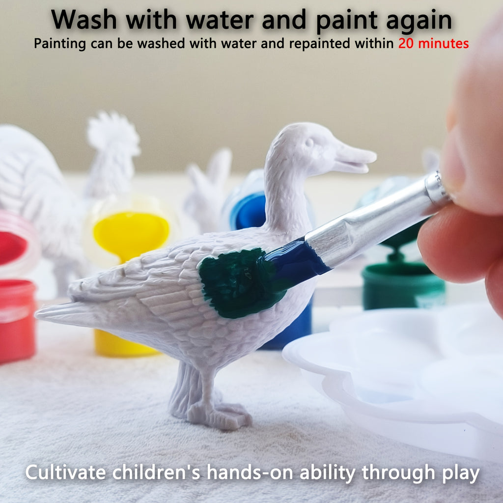 Washable Animal Painting Kit | 9pc Repaintable Figures Set