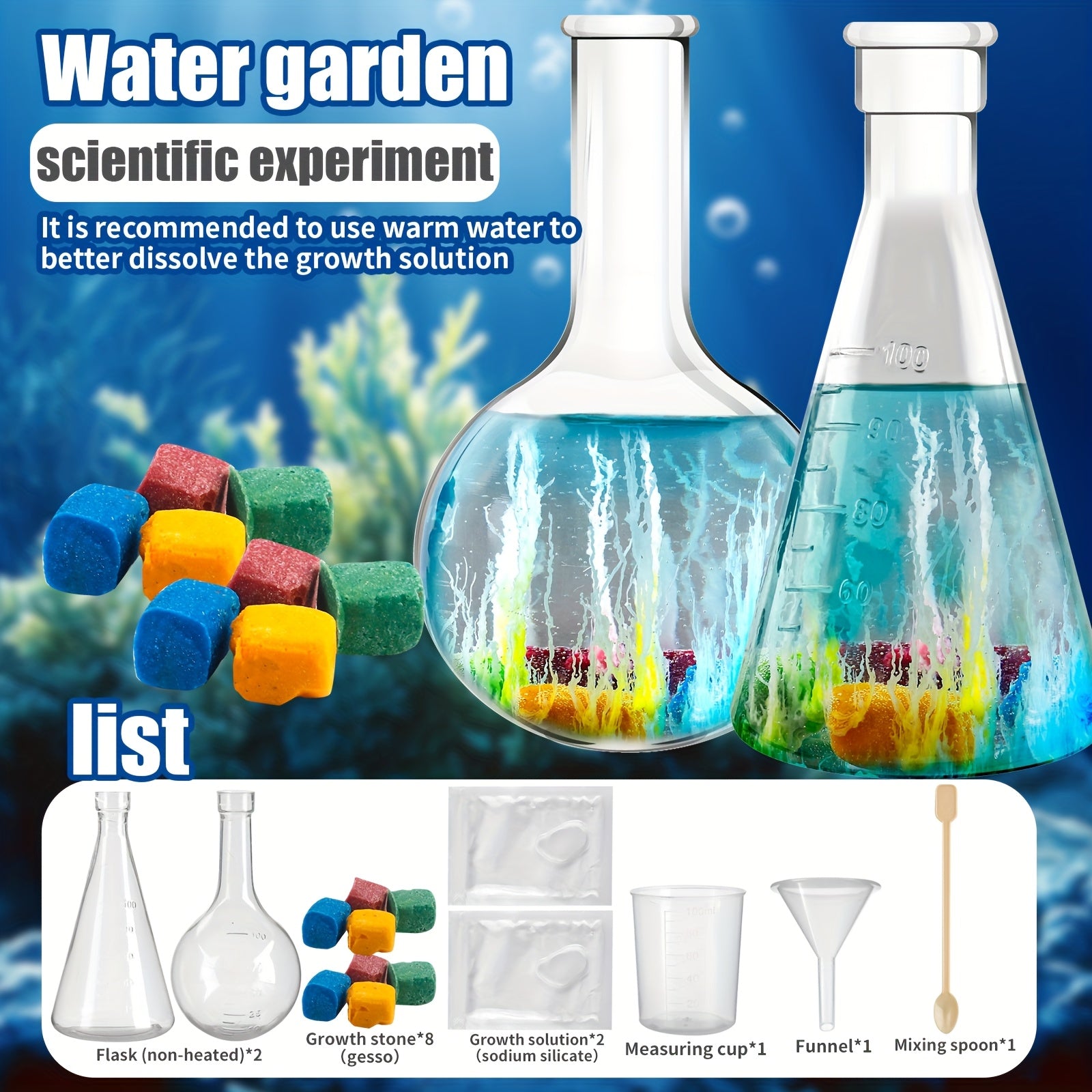 Underwater Magic Growth Stones | Water Garden Crystal Experiment Kit