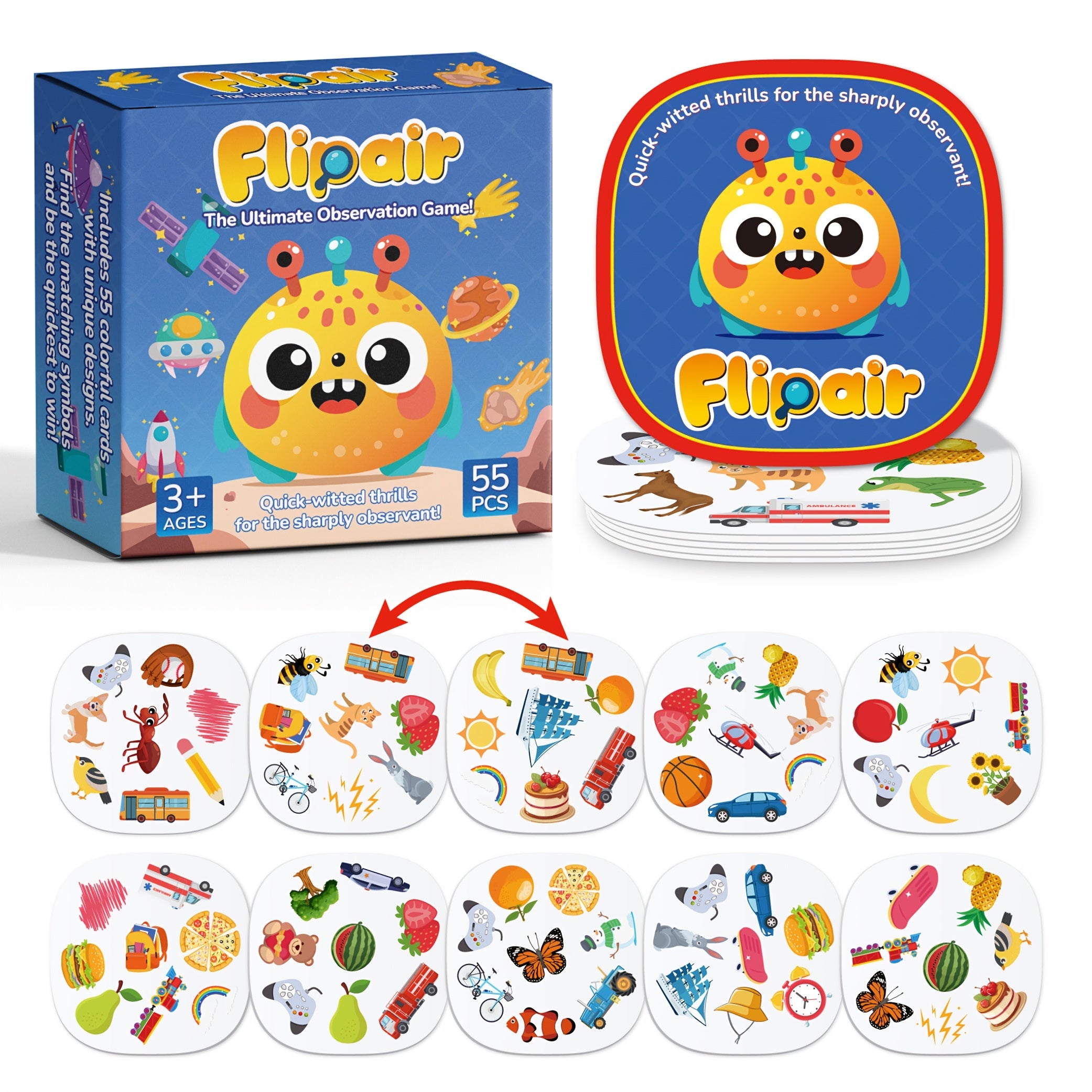 Kids Matching Card Game | 55-Card Memory & Concentration Deck