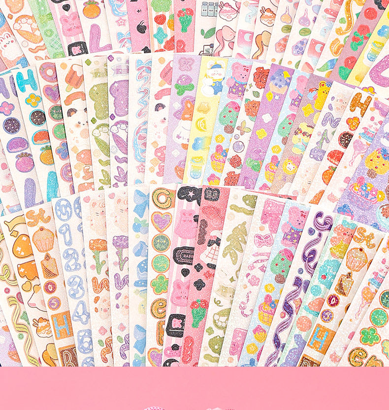 Glitter Keychain Sticker Kit | Gradient DIY Charms with Stencils