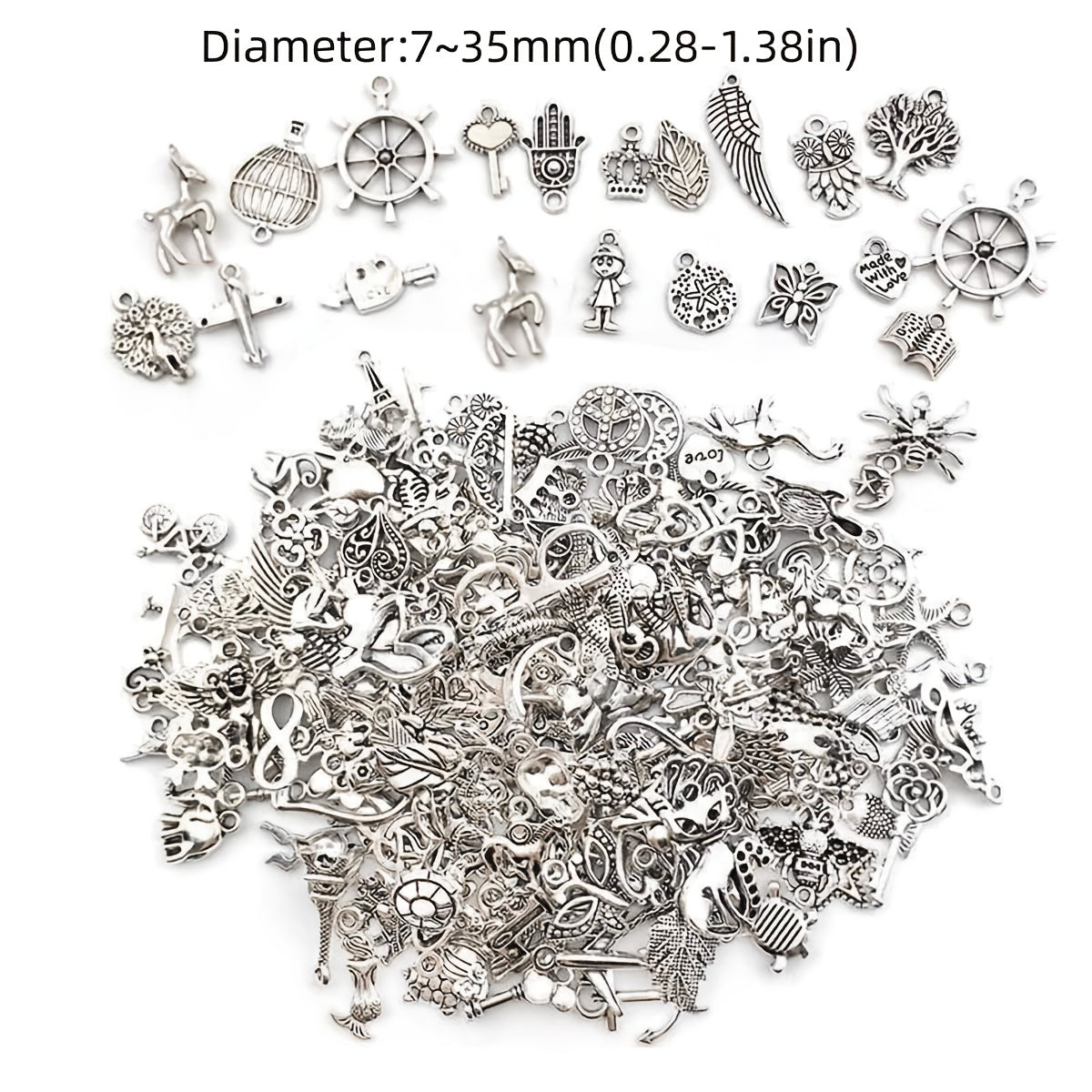 Metal Charm Bead Mix | 8/18/48/98pcs Alloy Pendants for DIY Jewelry
