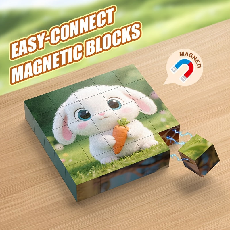 Magnetic Animal Puzzle Set | 25-Piece Mix & Match Magnets (6 Animals)