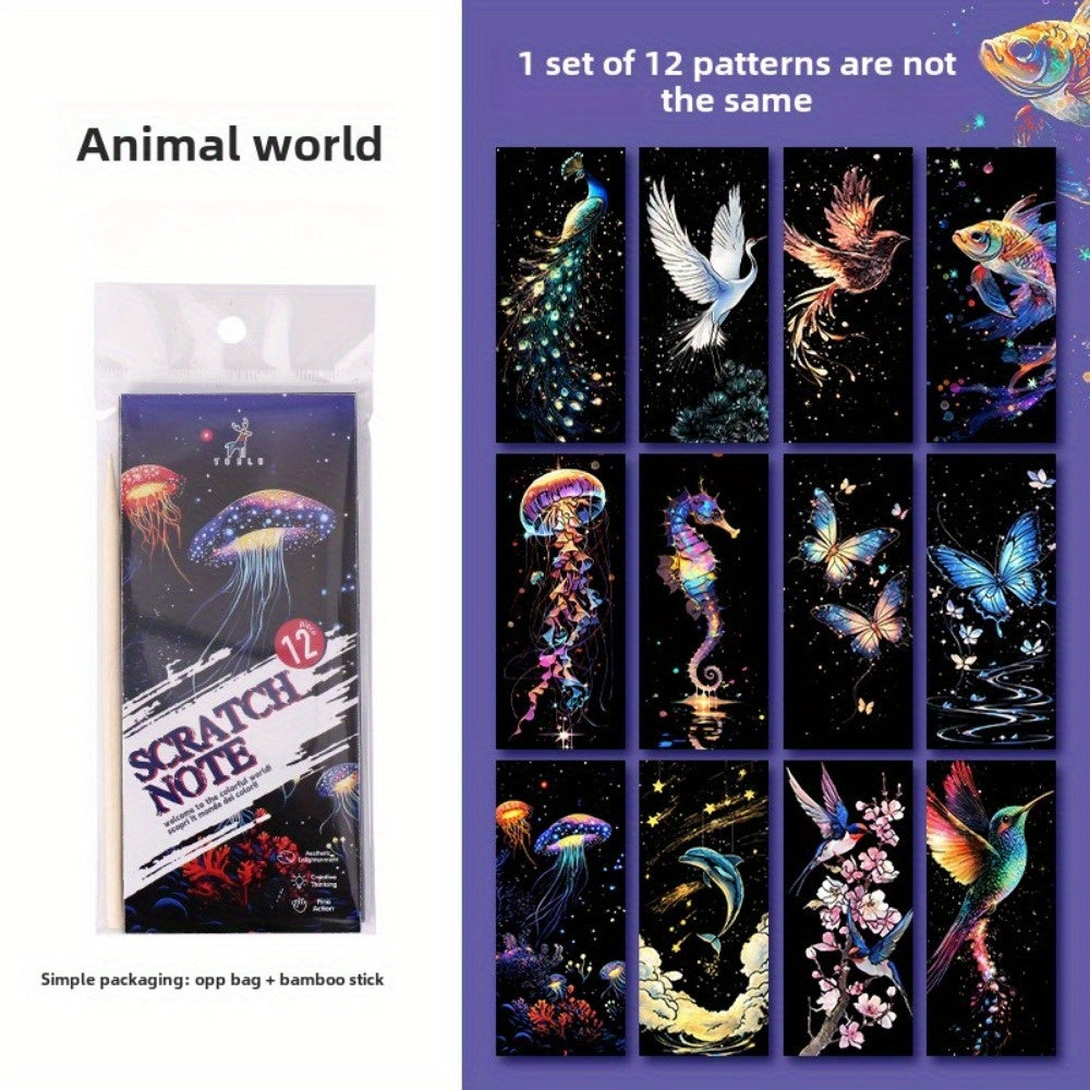 Animal Scratch Card Art Pack | 12pcs DIY Scratch-Off Cards