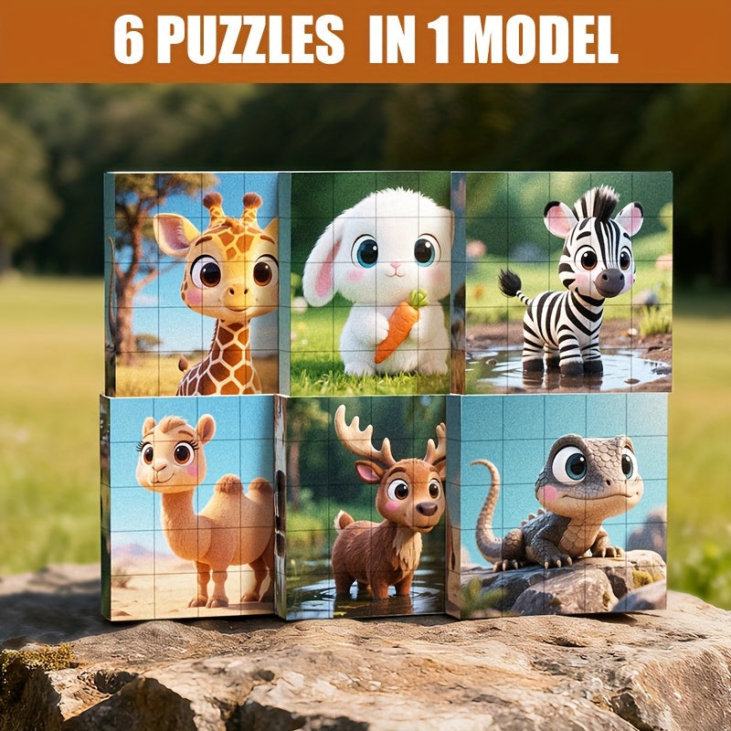 Magnetic Animal Puzzle Set | 25-Piece Mix & Match Magnets (6 Animals)