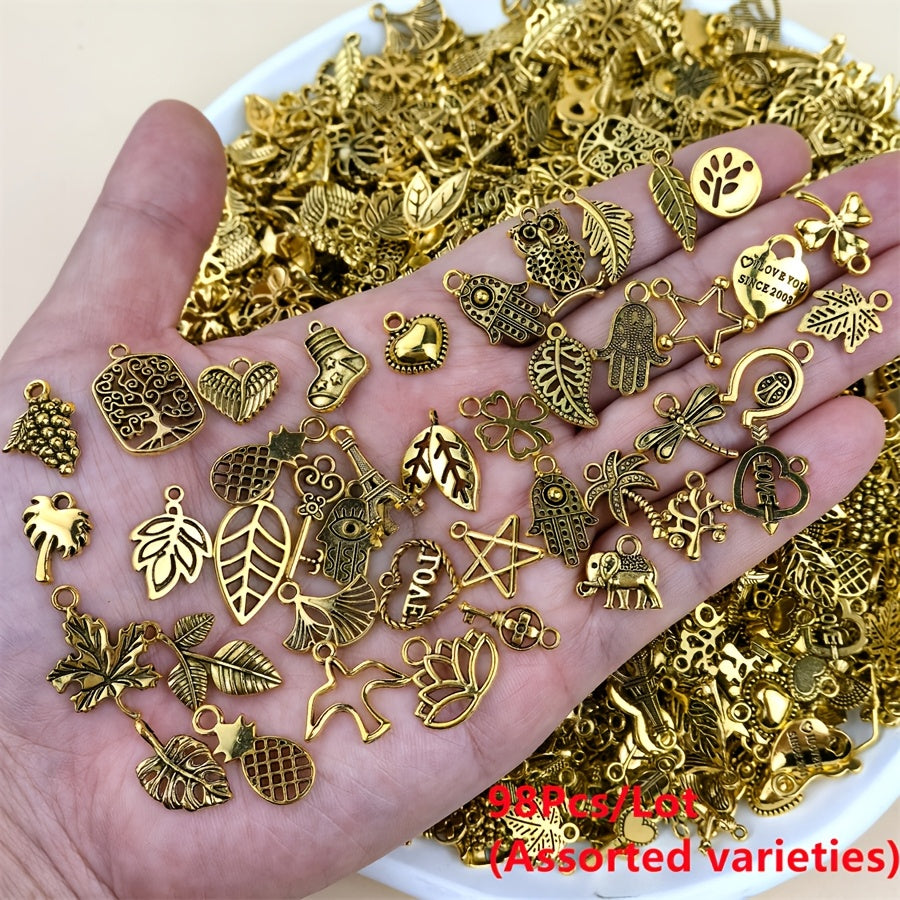 Metal Charm Bead Mix | 8/18/48/98pcs Alloy Pendants for DIY Jewelry