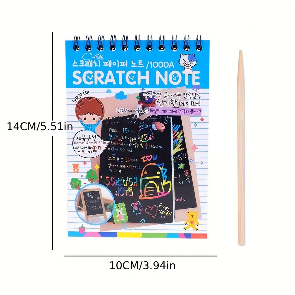 Scratch Art Book | 10-Page Rainbow Doodle Reveal Kit
