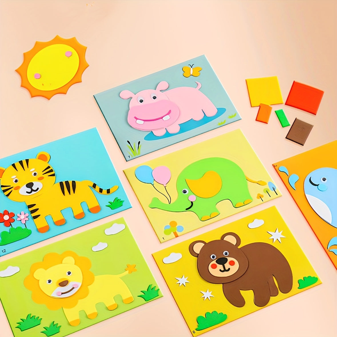 3D Animal Sticker Kit | 10-Pack Layered EVA Scenes