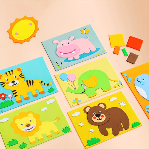 3D Animal Sticker Kit | 10-Pack Layered EVA Scenes