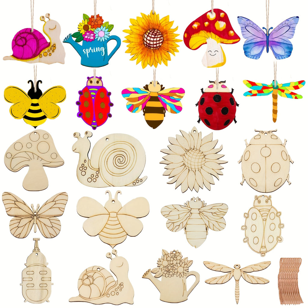 Insect Wooden Craft Set | 24pc Color & Hang Bug Shapes
