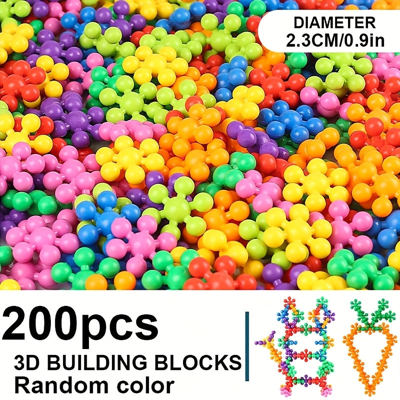 60/100/200pcs of 3D Snowflake Interlocking Puzzle Building Blocks Set - an Educational Plastic Assembly Toy Suitable for Gifts During Easter, Christmas, And Halloween