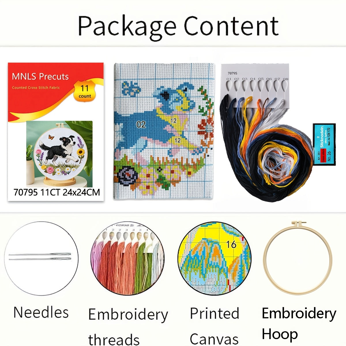 Puppy & Flower Cross-Stitch Kit | Beginner Embroidery Decor