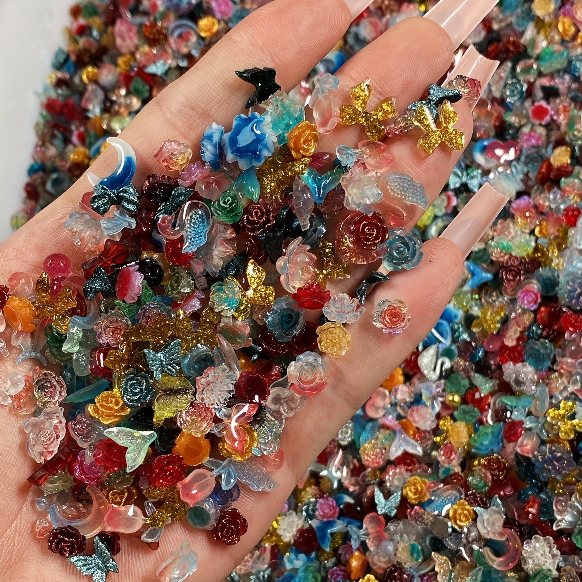 Resin Charms Mix | 35/100pcs Floral & Butterfly Craft Embellishments