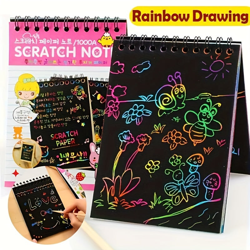 Scratch Art Book | 10-Page Rainbow Doodle Reveal Kit