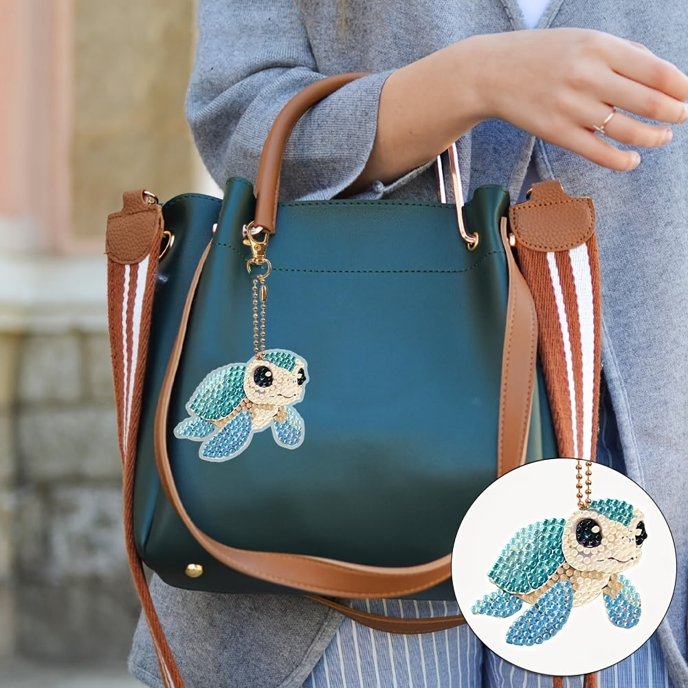 Diamond Turtle Keychain Set | 6pcs 5D DIY Key Rings