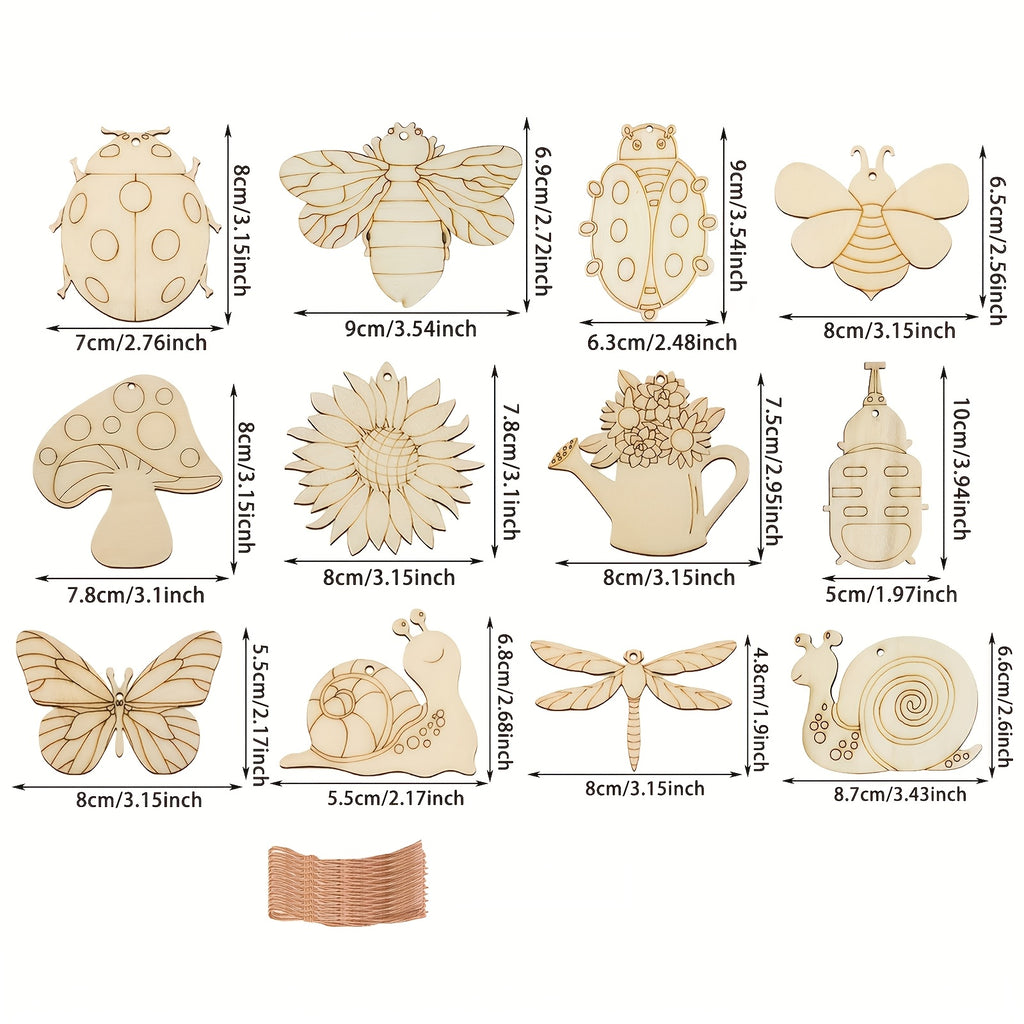 Insect Wooden Craft Set | 24pc Color & Hang Bug Shapes
