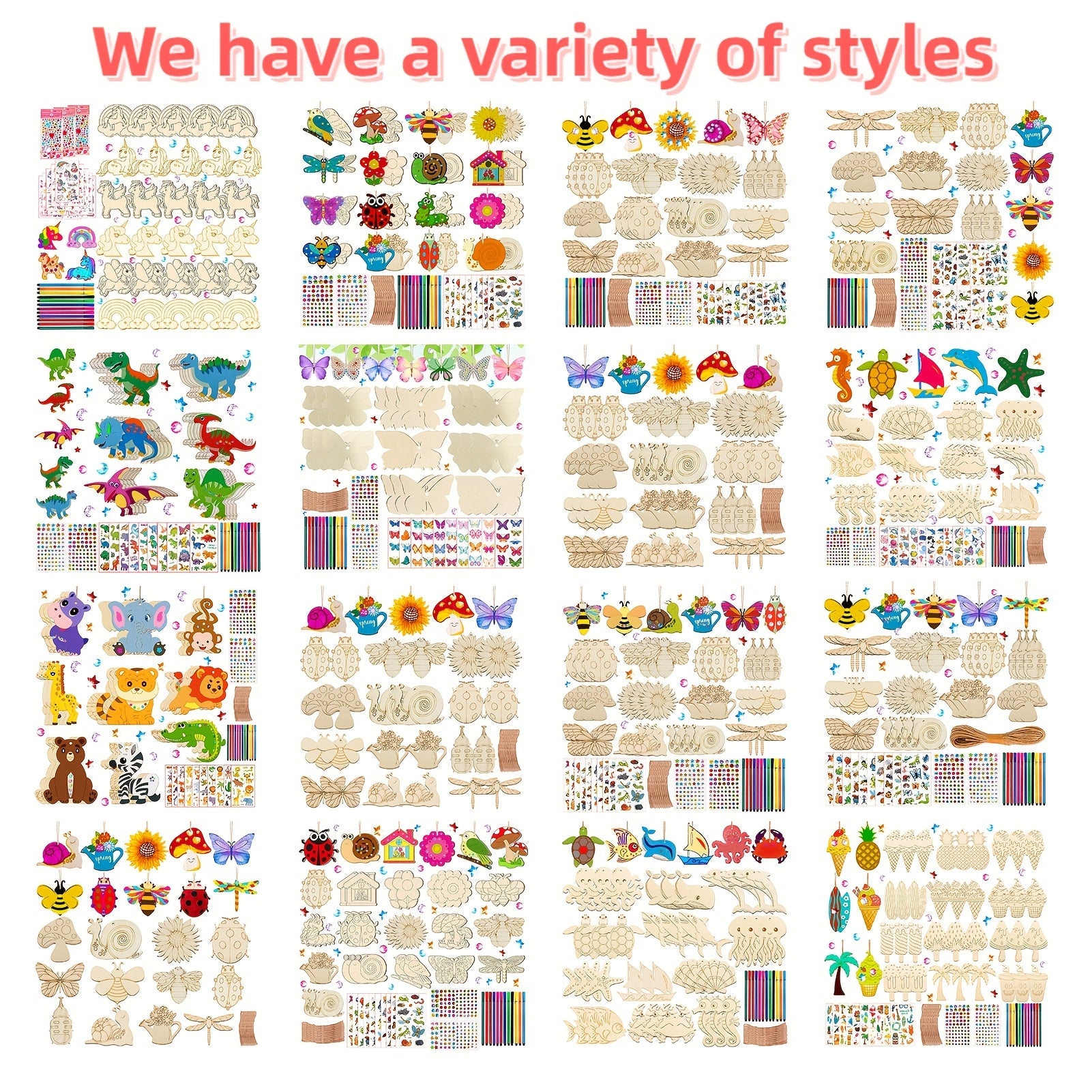 Insect Wooden Craft Set | 24pc Color & Hang Bug Shapes