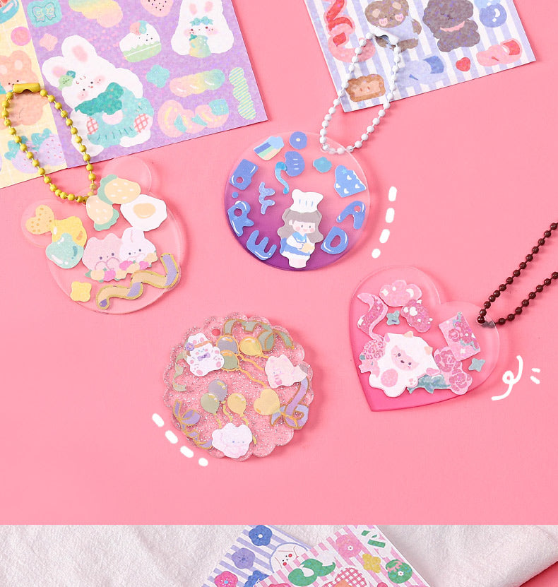Glitter Keychain Sticker Kit | Gradient DIY Charms with Stencils