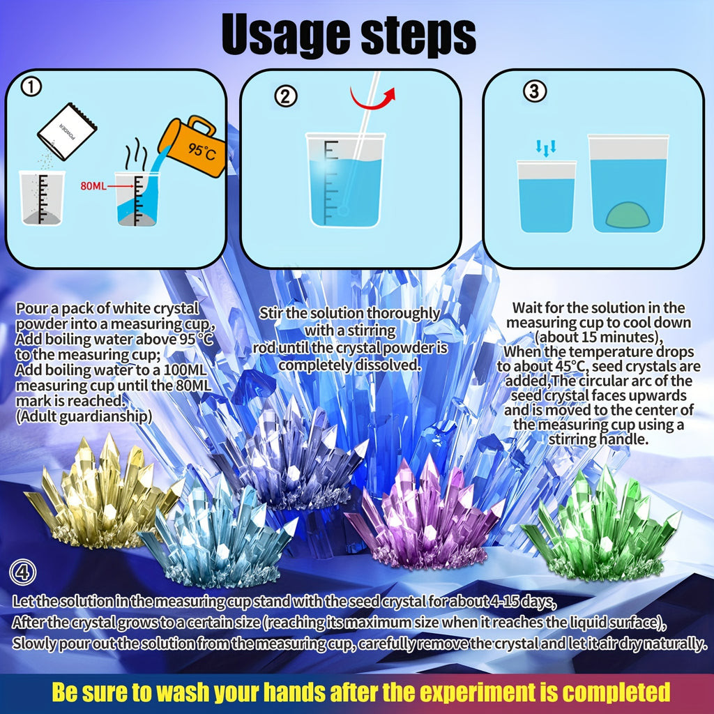 Crystal Growing Science Kit | Kids Colorful Crystal Experiment Set