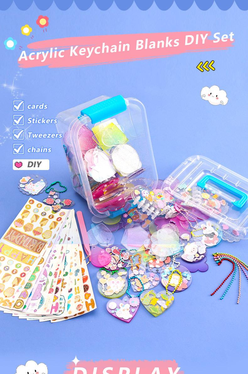 Glitter Keychain Sticker Kit | Gradient DIY Charms with Stencils