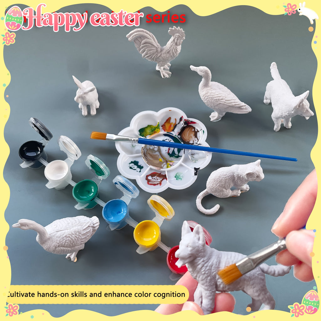 Washable Animal Painting Kit | 9pc Repaintable Figures Set