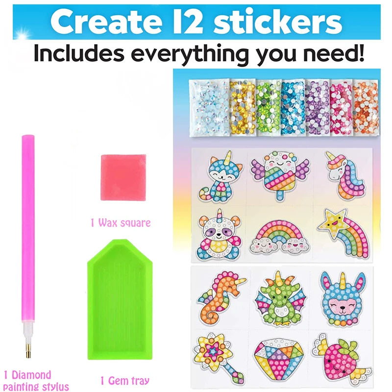 Premium 12 Create Big Gem Diamond Painting Sticker Kit Art Craft Girls Boys Unic
