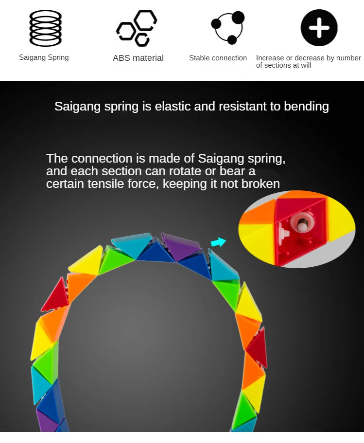 Premium Dingsheng 24 and 36 48 60 72 Segments Magic Rule Snake multi-color 3d pu