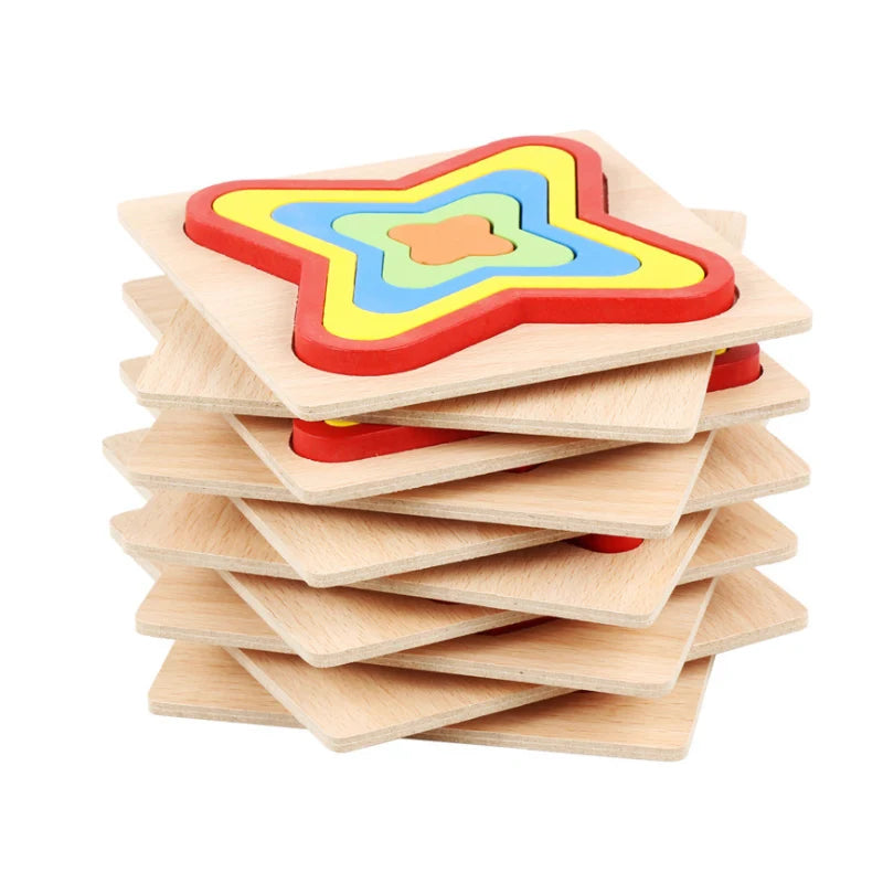Wooden Color-Matching Sticks Puzzle (Rainbow Montessori)