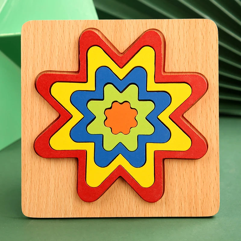 Wooden Color-Matching Sticks Puzzle (Rainbow Montessori)