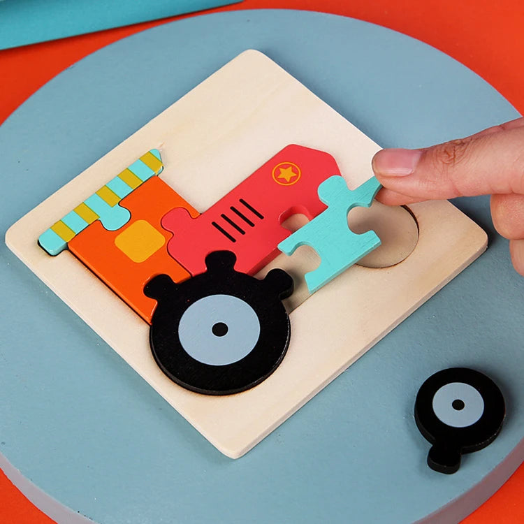 Kids Wooden Toys 3D Wood Puzzle Cartoon Animals Cognitive Jigsaw Puzzle Early Learning Educational Toys For Children Gift