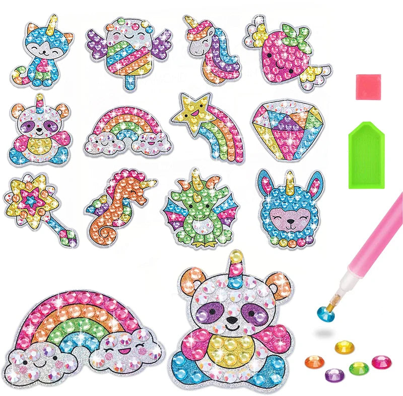 Premium 12 Create Big Gem Diamond Painting Sticker Kit Art Craft Girls Boys Unic