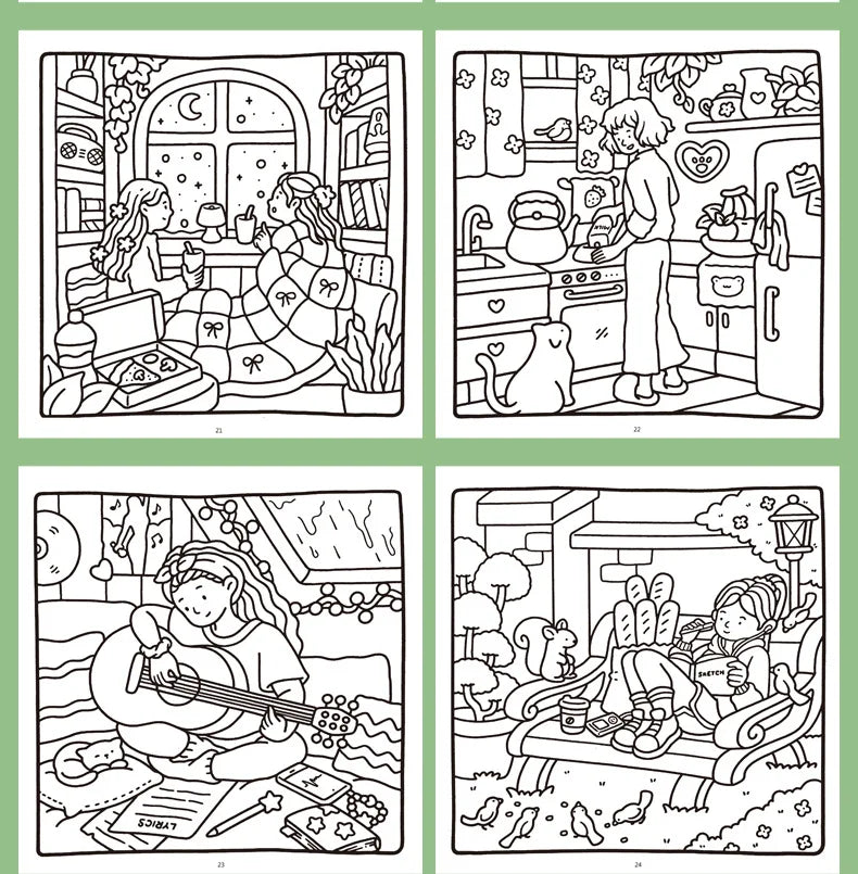 Premium Cozy Friends Coloring Book for Kids - Cute & Comfy Art Pages, Ages 6+
