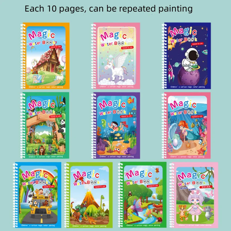 Premium Magic Water Drawing Book Children's Montessori Reusable Coloring Book, S